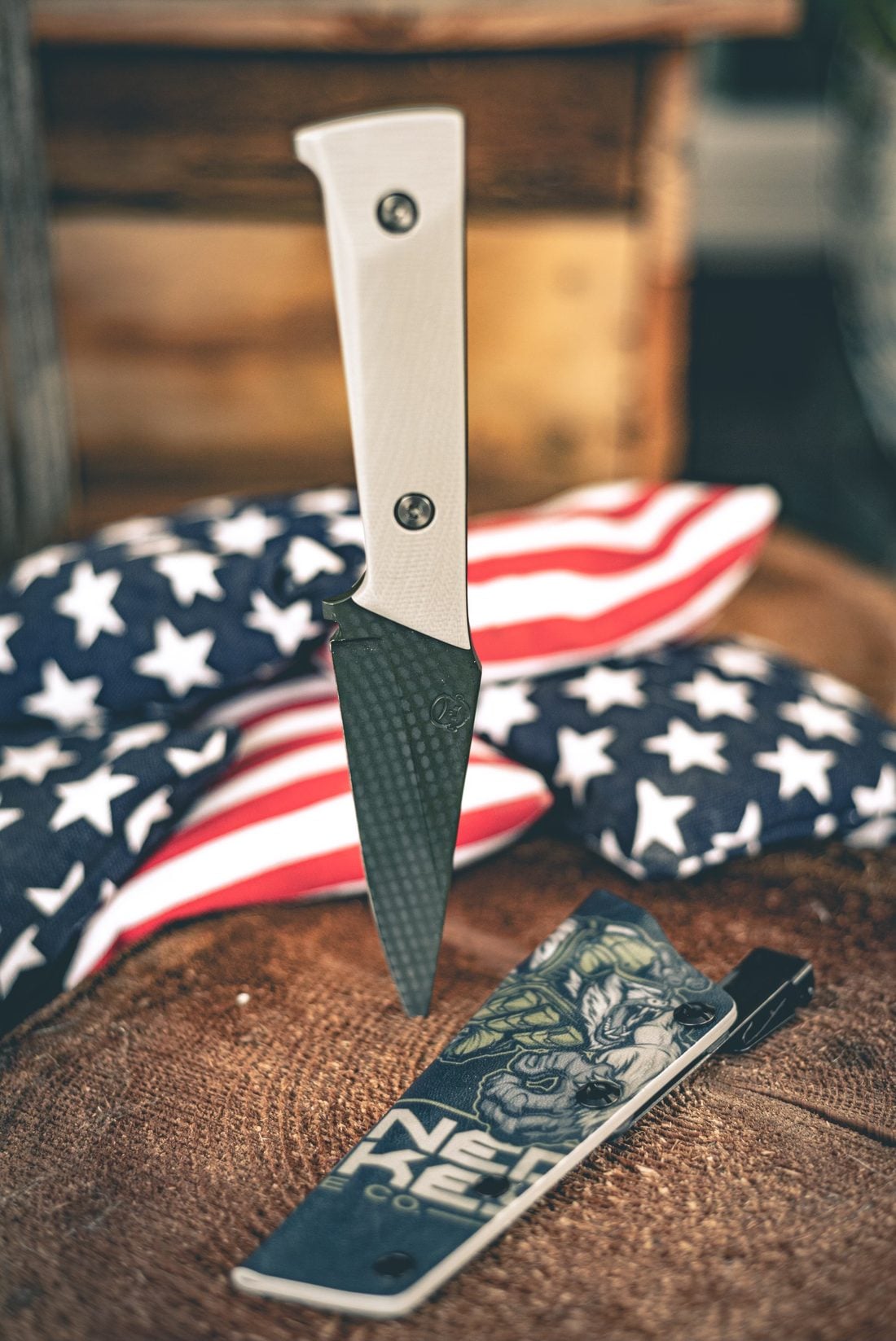 Carbon fiber dagger on American flag